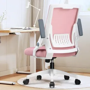 GTRACING Ergonomic Office Chair with Flip-up Armrests Executive Computer Chair for Home Office, Breathable Mesh & Adaptive Lumbar Support, Pink