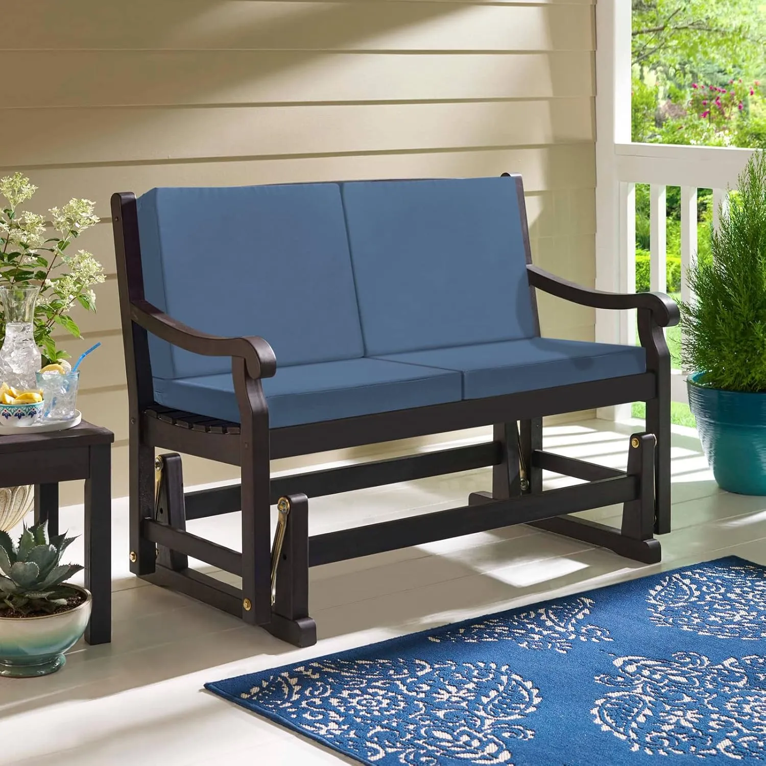 GUEGLSA Outdoor Replacement Cushion Covers 24x24x5 inch, Waterproof Patio Cushion Slipcovers, Chair Cushion Slip Cover, Set of 2, Blue