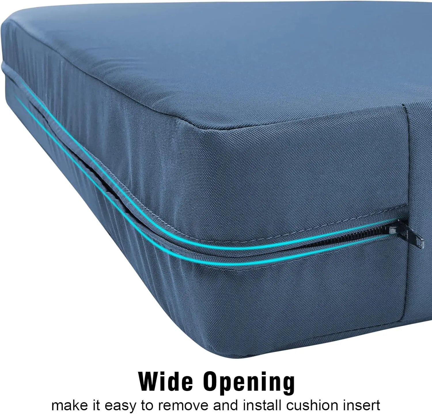 GUEGLSA Outdoor Replacement Cushion Covers 24x24x5 inch, Waterproof Patio Cushion Slipcovers, Chair Cushion Slip Cover, Set of 2, Blue