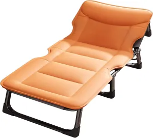 Guest Folding Bed Folding Camping cot for Adults Outdoor Day Bed Adjustable Double Layer 600D, Inches for Spare Bedroom Office(Orange)