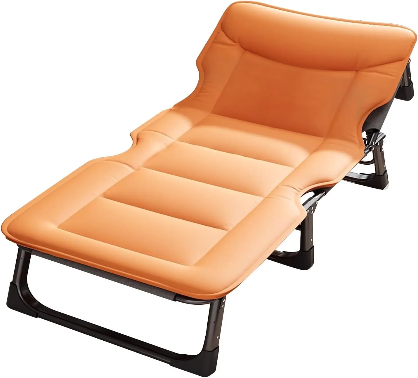 Guest Folding Bed Folding Camping cot for Adults Outdoor Day Bed Adjustable Double Layer 600D, Inches for Spare Bedroom Office(Orange)