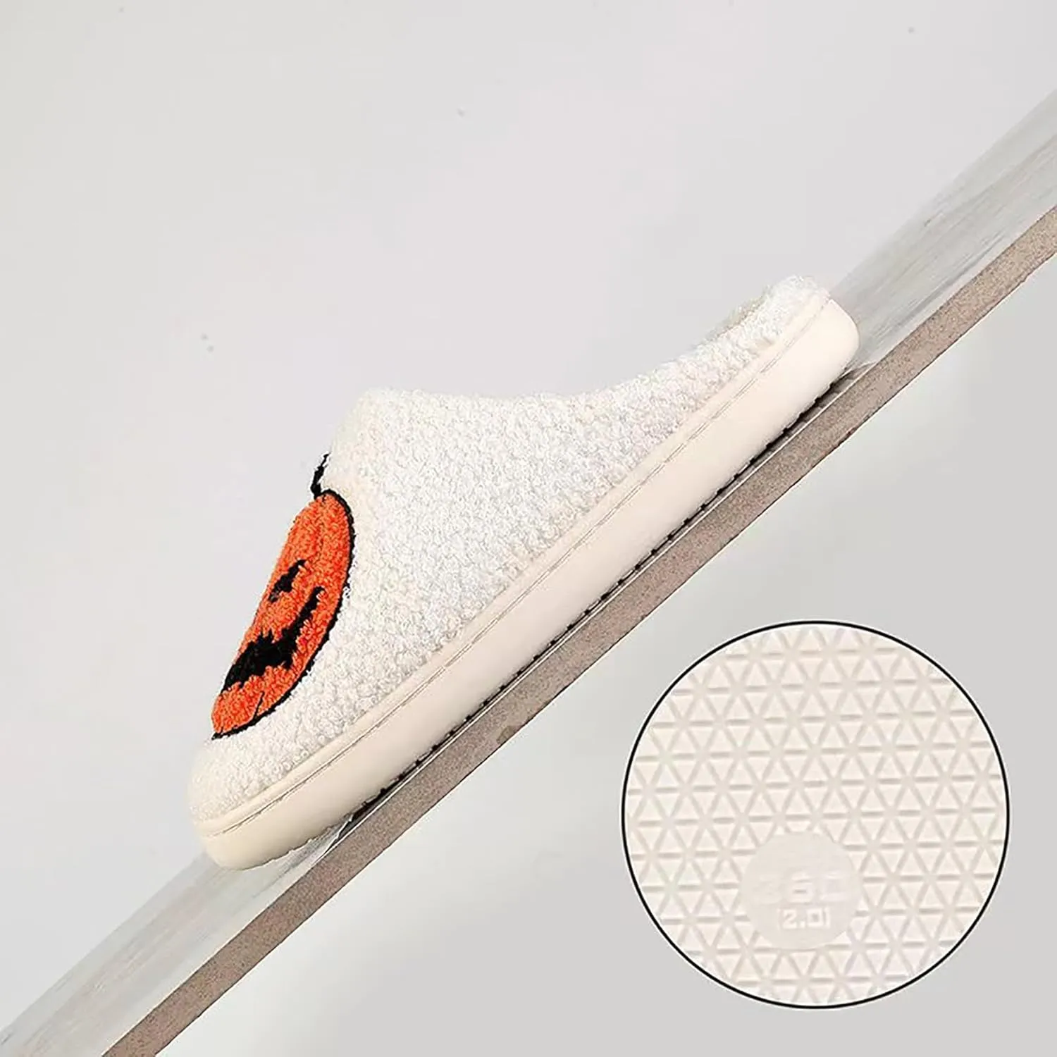 Halloween Pumpkin Slippers for Womens Mens Plush Warm Spooky Lantern Pumpkin Slippers House Shoes