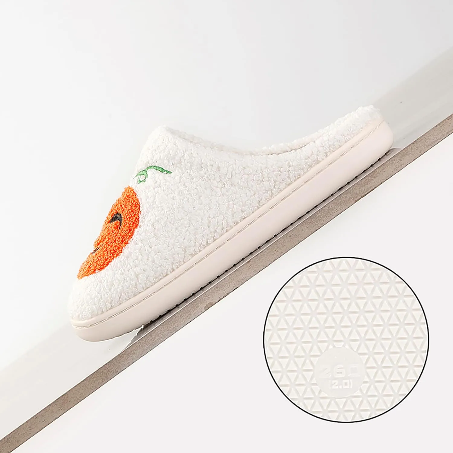 Halloween Pumpkin Slippers for Womens Mens Plush Warm Spooky Lantern Pumpkin Slippers House Shoes