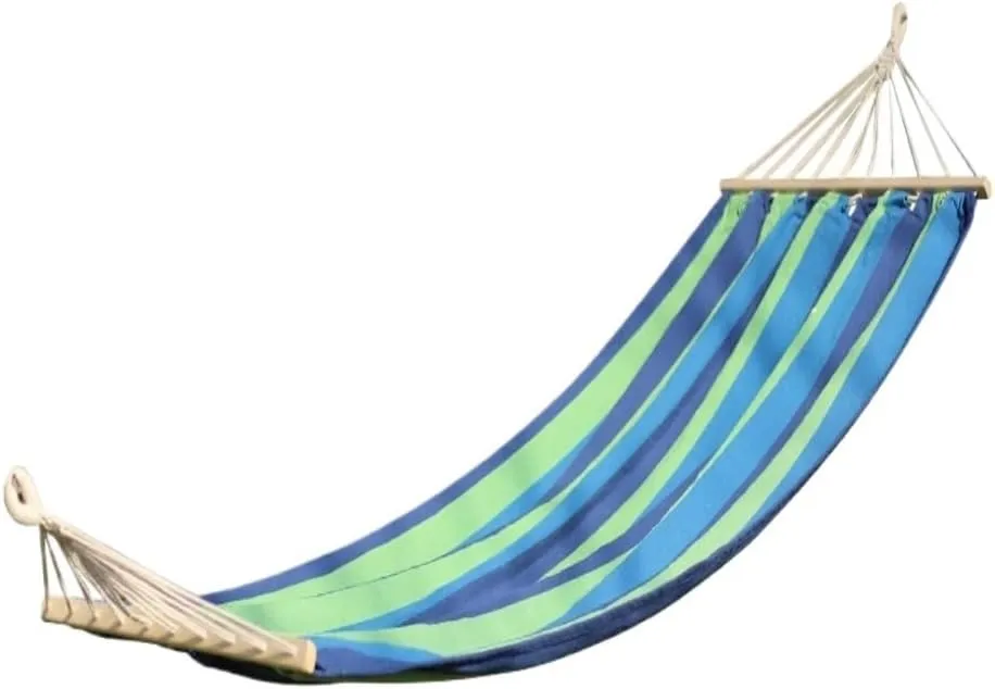 Hammocks Outdoor Hammock Camping Canvas Straight Wooden Stick Anti-Rollover Leisure Single and Double Swing Room Camping Hammocks(A)