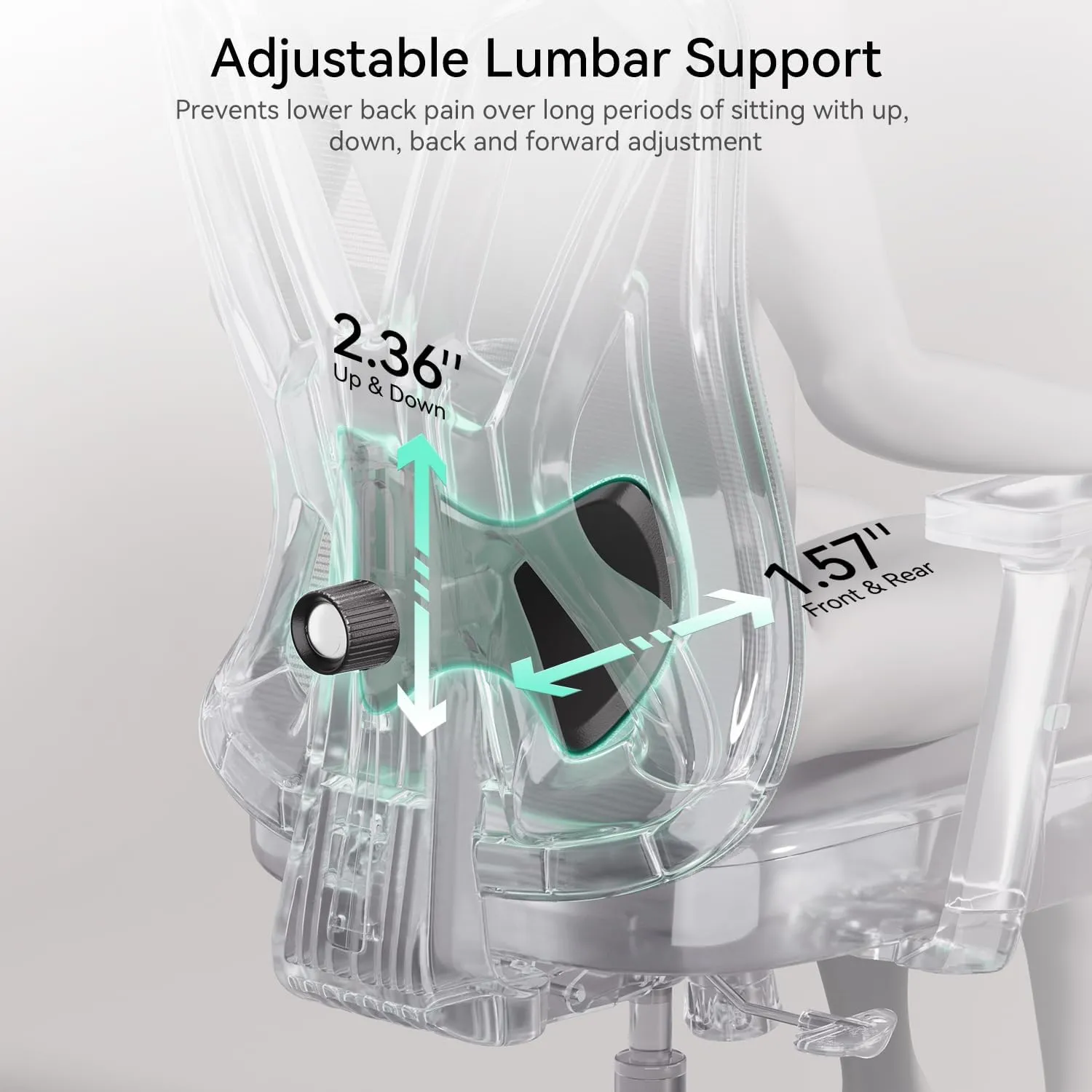 Hbada Office Chair, Desk Chair with Adjustable Lumbar Support and Height, Comfortable Mesh Computer Chair with Footrest 2D Headrest, Swivel Tilt Function Grey