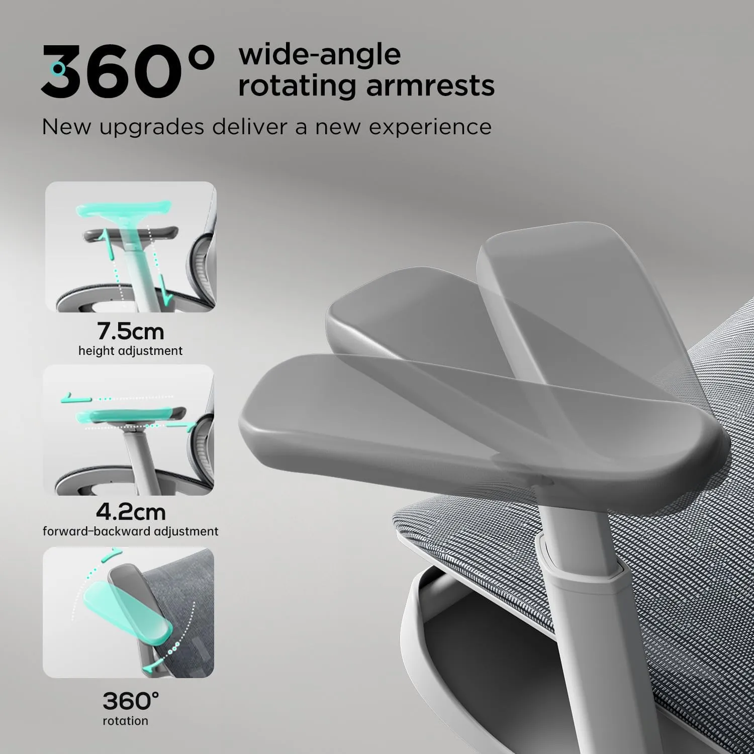 Hbada P2 Ergonomic Office Chair, Office Chair with 3D Lumbar Support, Mesh Chairs with 3D 360° Rotation Arms & 3D Headrest, 135° Stepless Tilt Function, White(with Footrest)