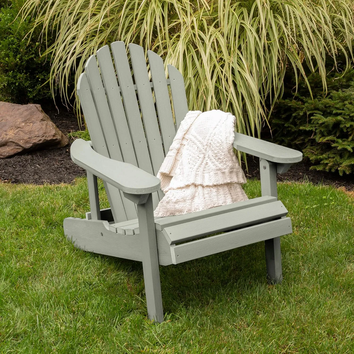 highwood Hamilton Made in The USA Folding and Reclining Adirondack Chair, Adult Size, Eucalyptus