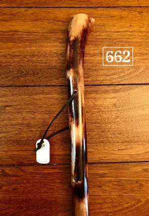 Hiking/ Walking Stick- 55" - Hardwood walking stick, spiral carving, round top, compass