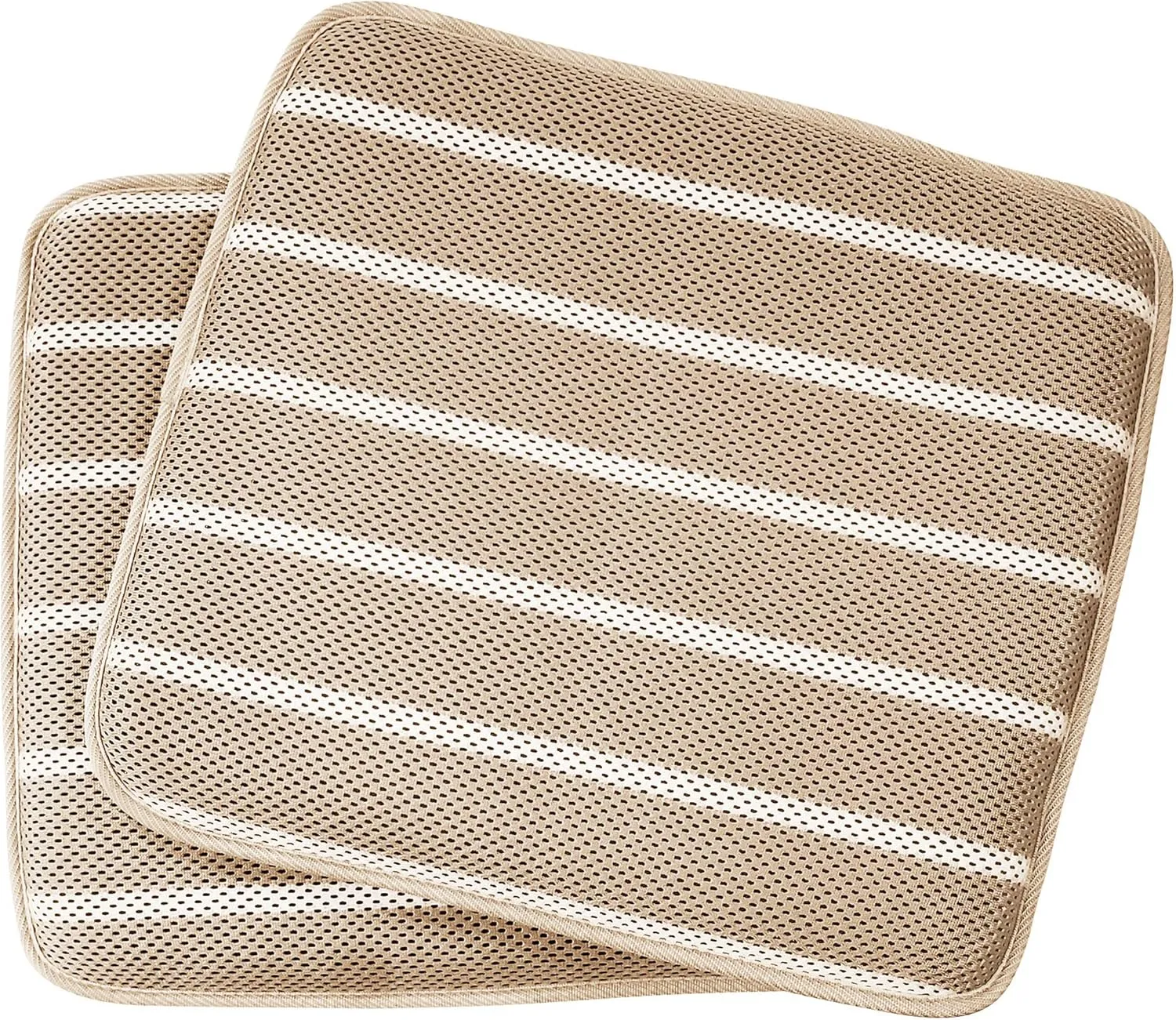 Honeycomb Indoor/Outdoor Classic Stripe Camel 3D Air Mesh Seat Cushion: Quick Dry, Breathable, Pack of 2 Patio Cushions: 17” x 18” x 1.5”