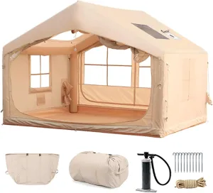 Inflatable Tent for Camping - 6-8 Person Ultra-Quick Setup Blow Up Tent,80.73 Square Feets 4 Season Inflatable Tent with Stove Jack, Inflatable Camping Tent Portable for Outdoor, Waterproof