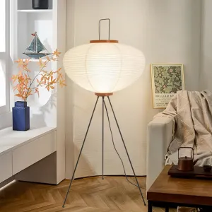 Japanese Rice Paper Floor Lamp, Akari Noguchi Style Lantern Lamp with Foot Pedal Switch, Tripod Floor Lamp Standing Lamp for Bedroom, Living Room, Office, E26/E27 Bulbs Compatible