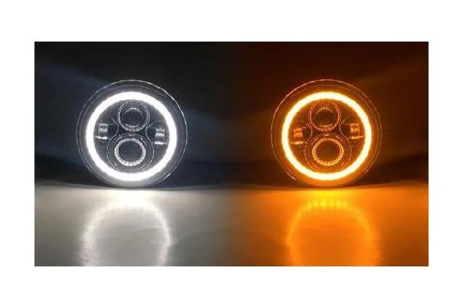 Jeep Wrangler JK, TJ & CJ Quake LED 7 inch Headlights - White and Amber Turn Signals