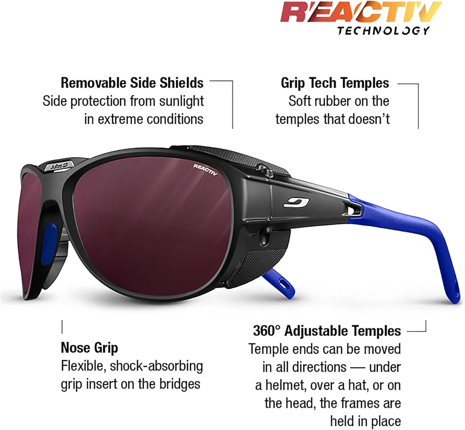 Julbo Explorer 2.0 Glacier Glasses Men & Women/Photochromic lenses for Mountaineers, Hiking, Skiing & Snow travel 100% UV