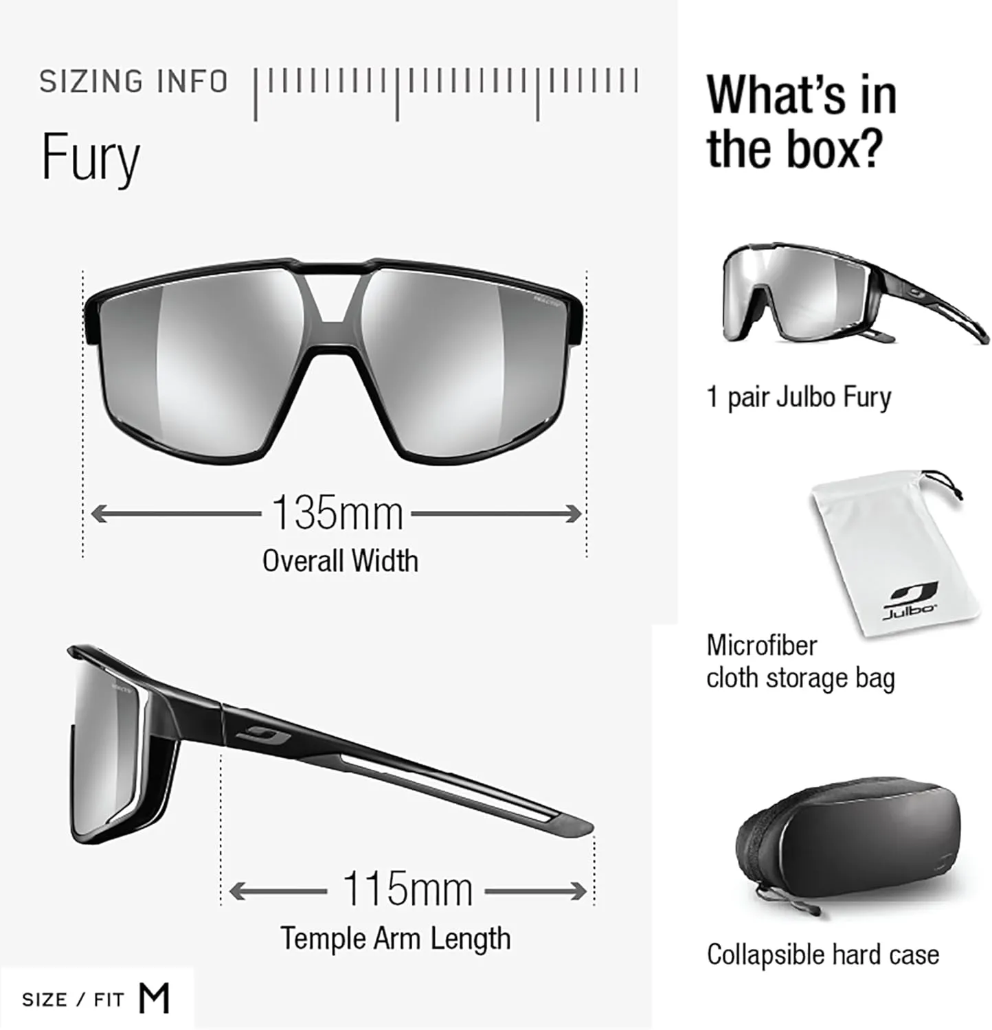 Julbo Fury Performance Sunglasses for Men & Women w/ Full Venting for Running, Hiking, Biking, Cycling - 100% UV Protection