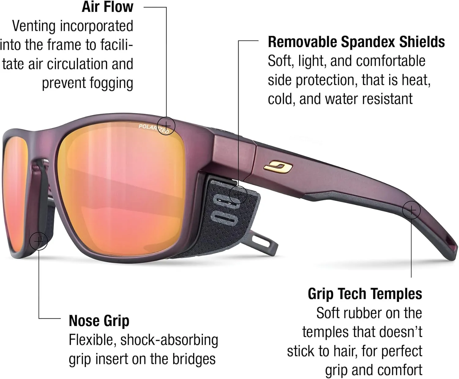 Julbo Shield M Glacier Sunglasses Men & Women/Photochromic lenses for Mountaineers, Hiking, Skiing & Snow travel 100% UV