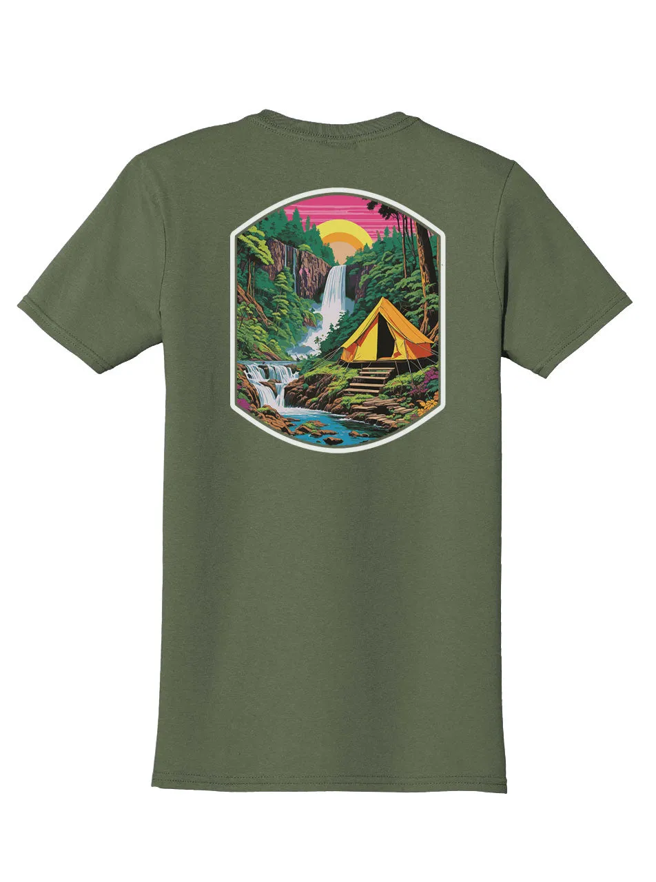 Jungle Camping Back Print with Pocket Print T-Shirt
