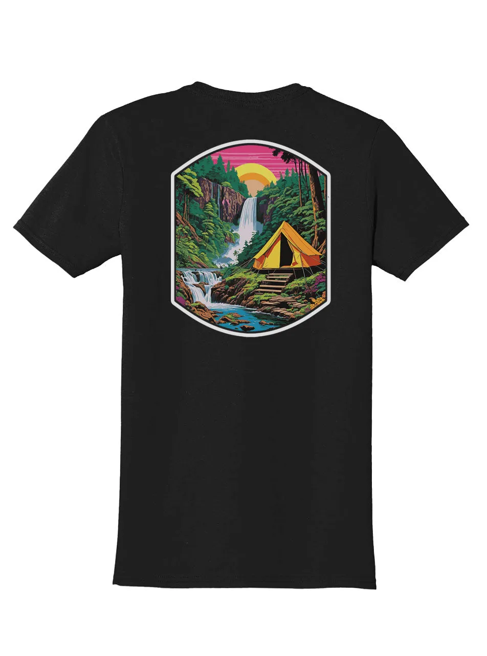 Jungle Camping Back Print with Pocket Print T-Shirt
