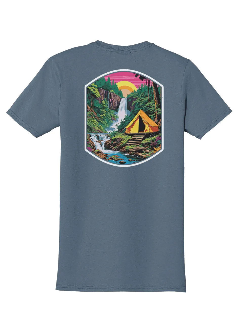 Jungle Camping Back Print with Pocket Print T-Shirt