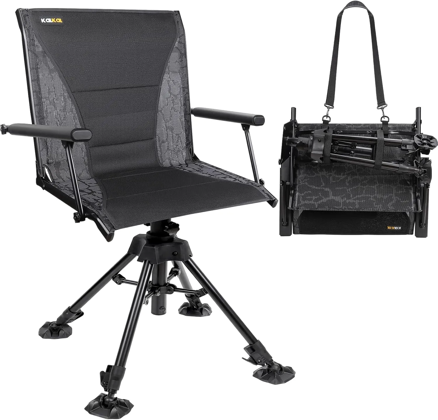 Kalkal Hunting Chair, Upgrade Capacity 400lbs Silent Hunting Blind Chair, 360° Swivel with 4 Adjustable Legs, Folding Hunting Seat for Turkey Hunting