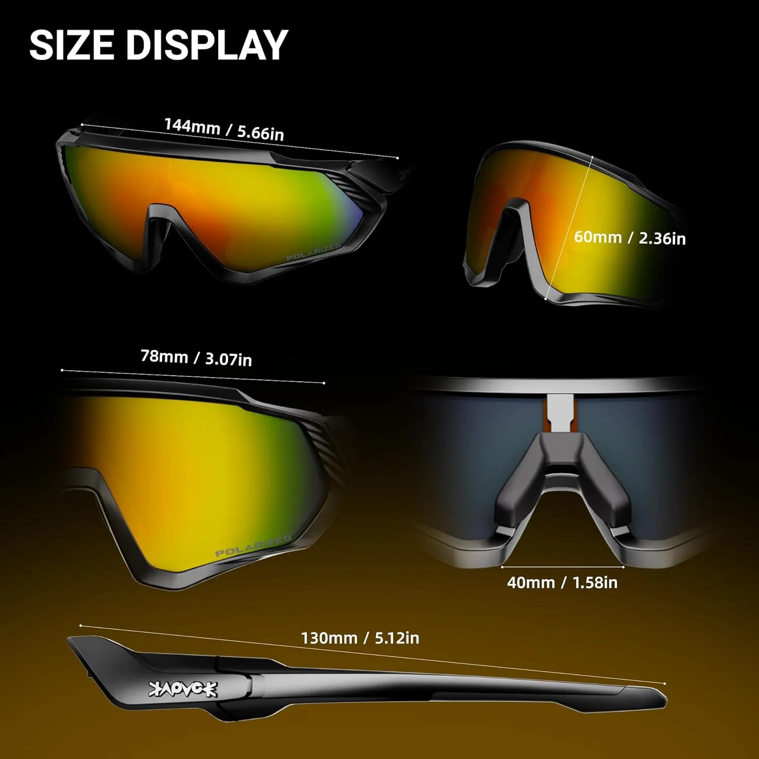 KAPVOE Cycling Glasses Men Women Polarized Sports Sunglasses With 1 Lens Or 5 Lenses MTB Mountain Bike Eyewear - K9408