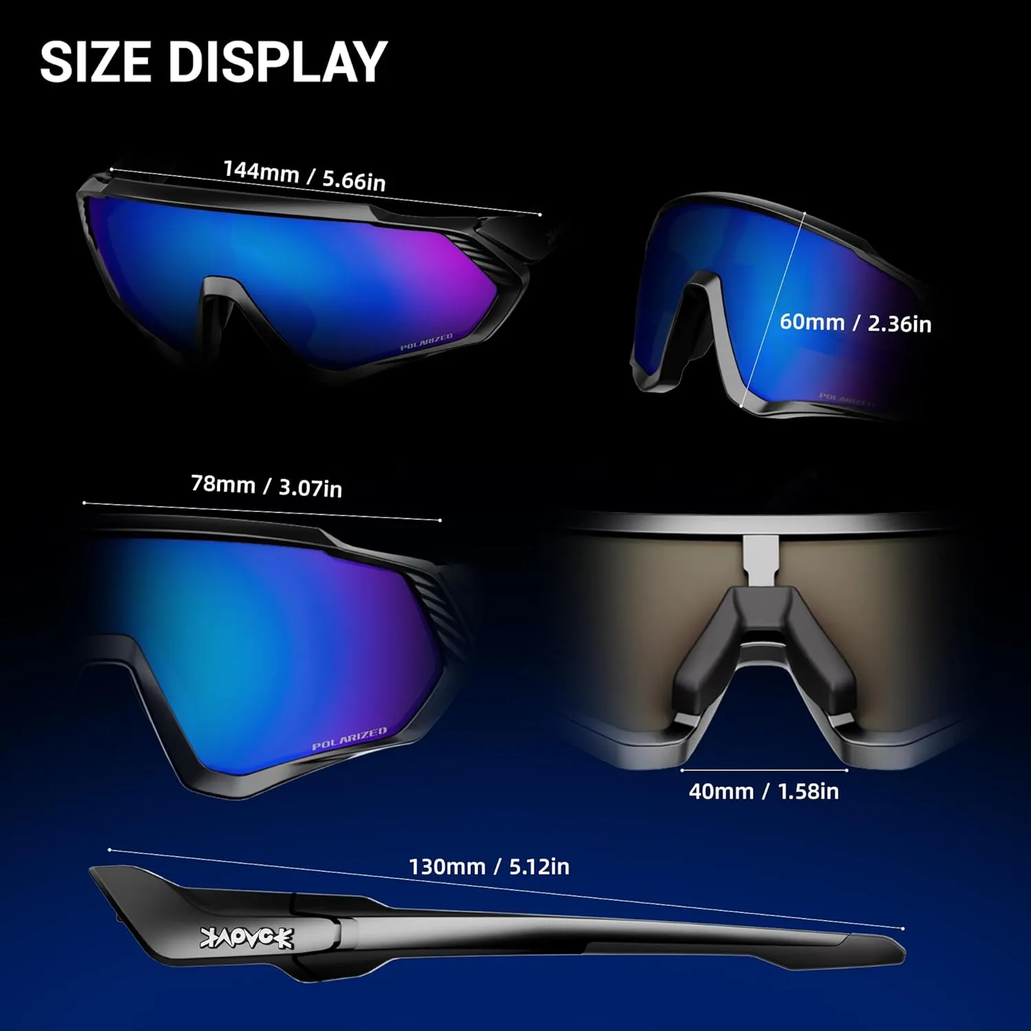 KAPVOE Cycling Glasses Men Women Polarized Sports Sunglasses With 1 Lens Or 5 Lenses MTB Mountain Bike Eyewear - K9408