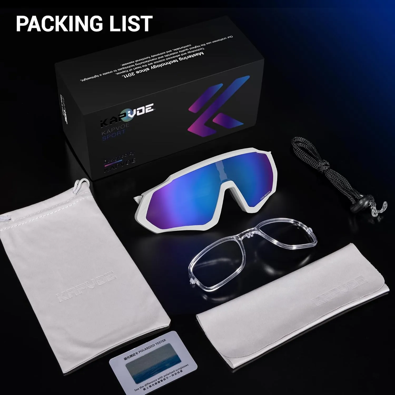 KAPVOE Cycling Glasses Men Women Polarized Sports Sunglasses With 1 Lens Or 5 Lenses MTB Mountain Bike Eyewear - K9408