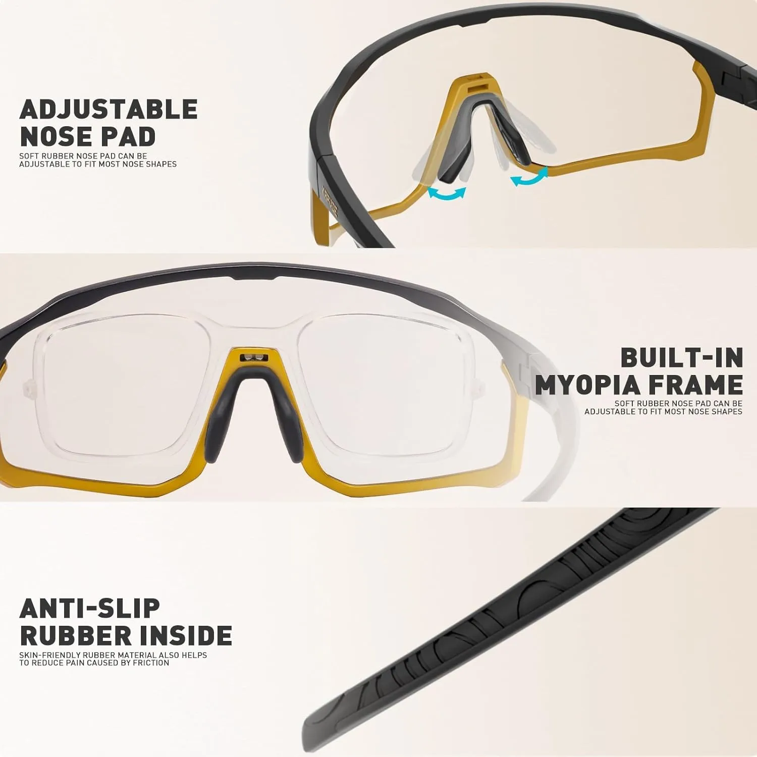 KAPVOE Photochromic Cycling Glasses Men Women Clear Mountain Bike Sunglasses MTB Sports Transition Triathlon Running - K93