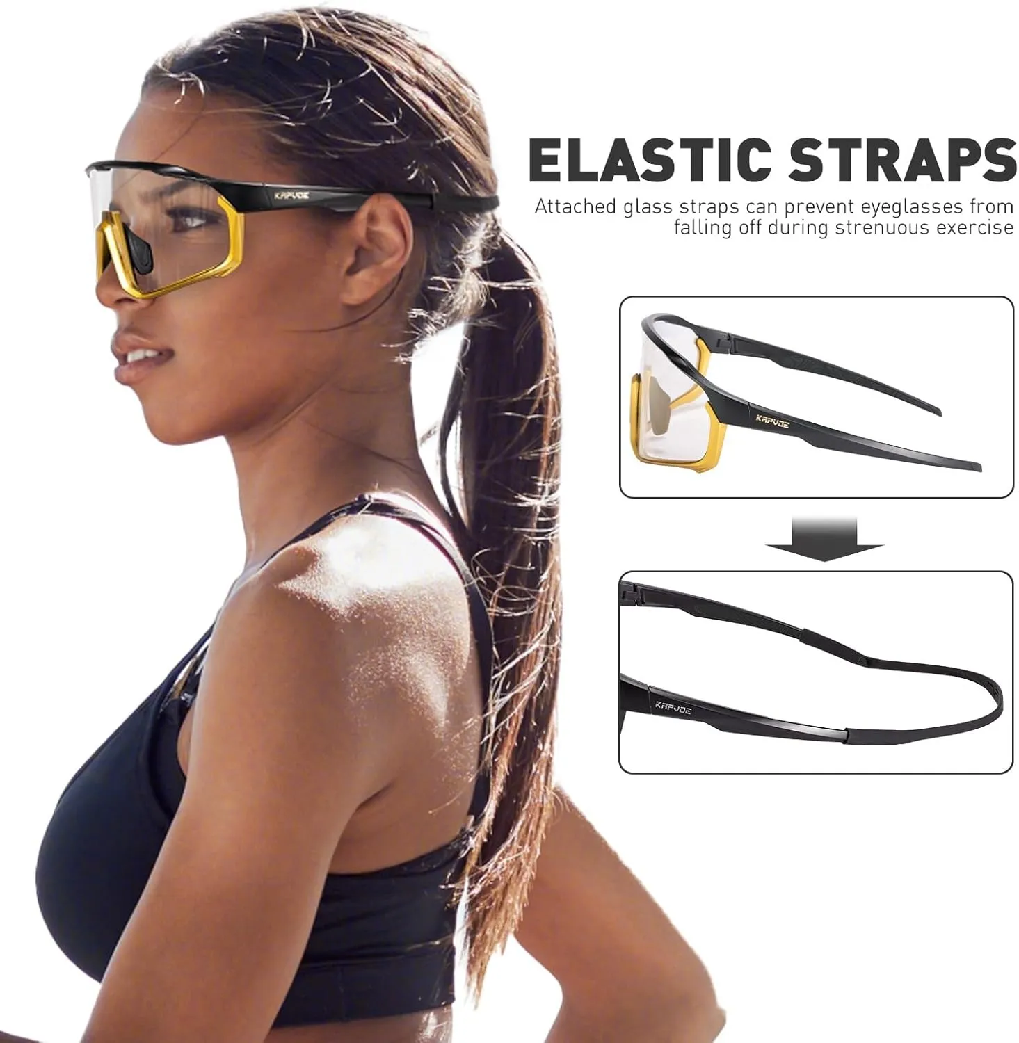 KAPVOE Photochromic Cycling Glasses Men Women Clear Mountain Bike Sunglasses MTB Sports Transition Triathlon Running - K93