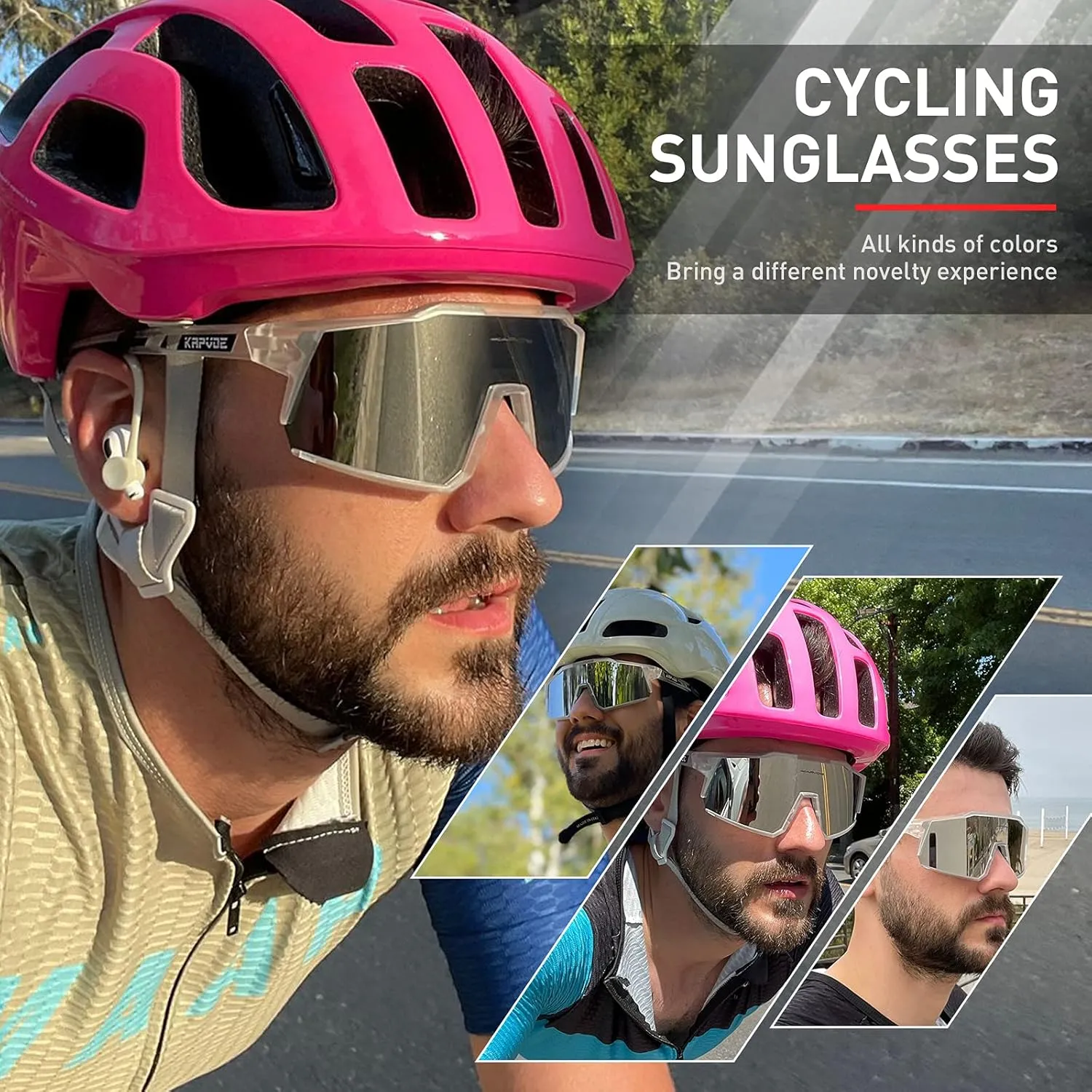 KAPVOE Polarized Glasses With 1 Lens Or 4 Lens UV Protection for Women Men Cycling Sunglasses Tr90 Frame Sports Bike K9022