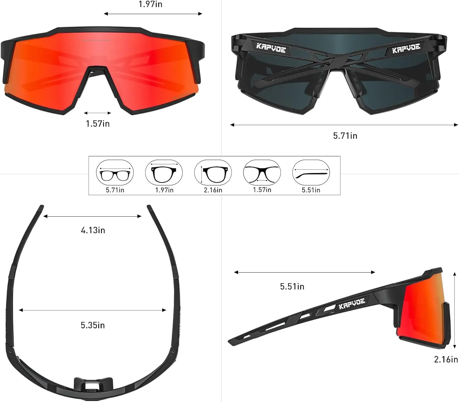 KAPVOE Polarized Glasses With 1 Lens Or 4 Lens UV Protection for Women Men Cycling Sunglasses Tr90 Frame Sports Bike K9022