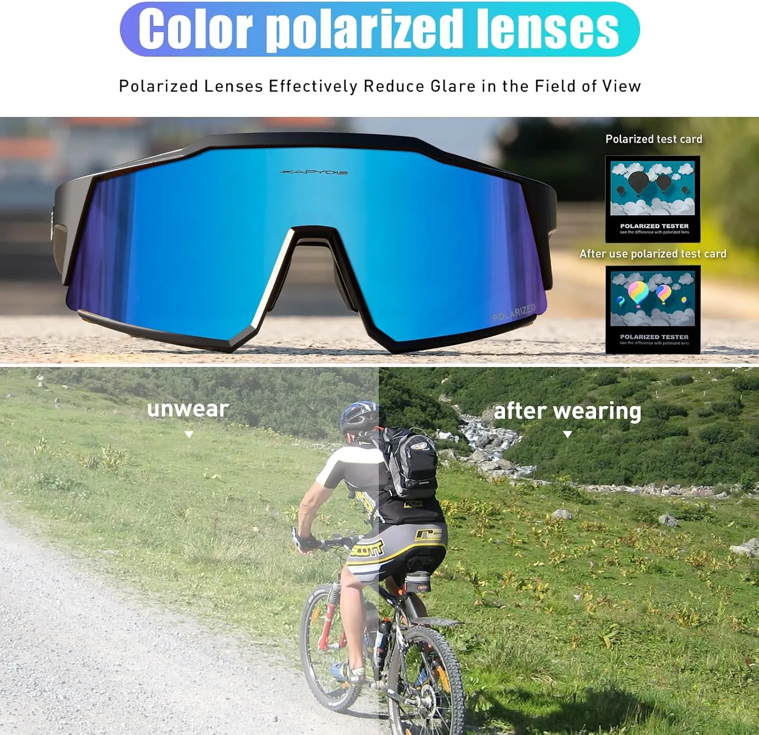 KAPVOE Polarized Glasses With 1 Lens Or 4 Lens UV Protection for Women Men Cycling Sunglasses Tr90 Frame Sports Bike K9022
