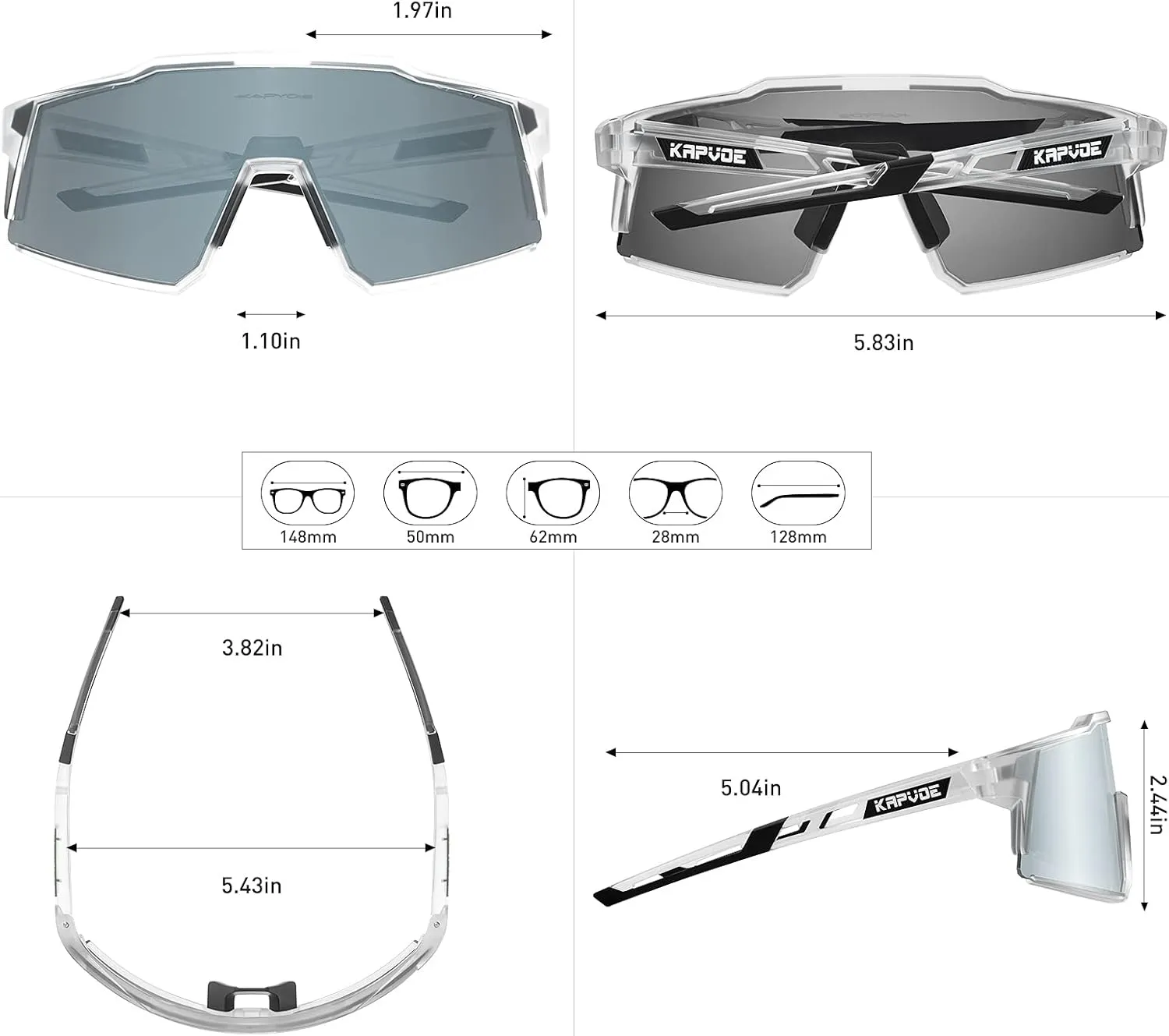 KAPVOE Polarized Glasses With 1 Lens Or 4 Lens UV Protection for Women Men Cycling Sunglasses Tr90 Frame Sports Bike K9022