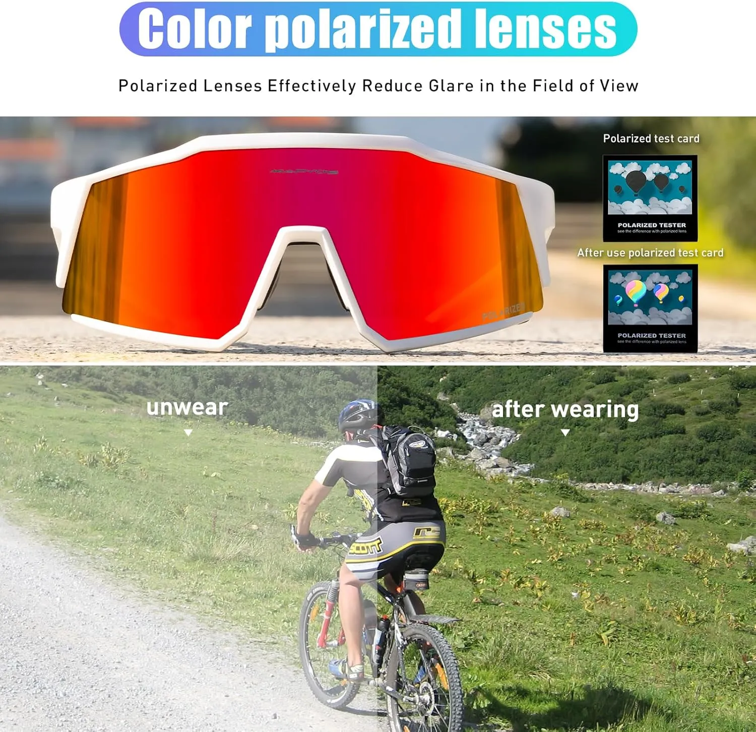 KAPVOE Polarized Glasses With 1 Lens Or 4 Lens UV Protection for Women Men Cycling Sunglasses Tr90 Frame Sports Bike K9022