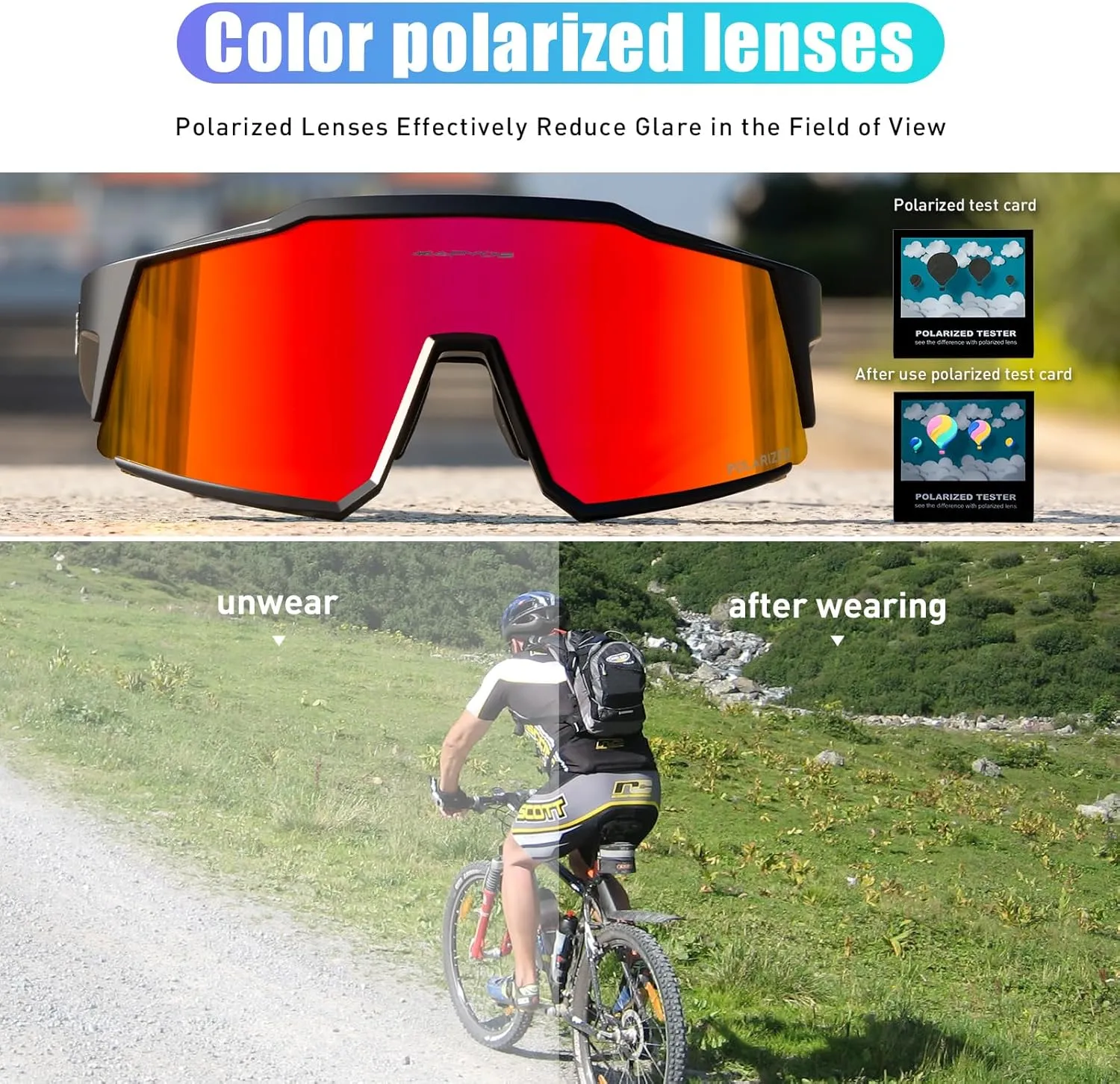 KAPVOE Polarized Glasses With 1 Lens Or 4 Lens UV Protection for Women Men Cycling Sunglasses Tr90 Frame Sports Bike K9022