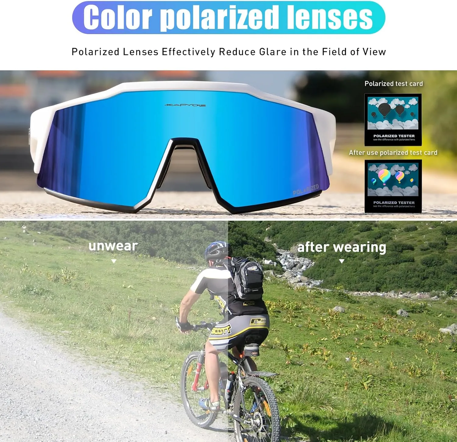 KAPVOE Polarized Glasses With 1 Lens Or 4 Lens UV Protection for Women Men Cycling Sunglasses Tr90 Frame Sports Bike K9022