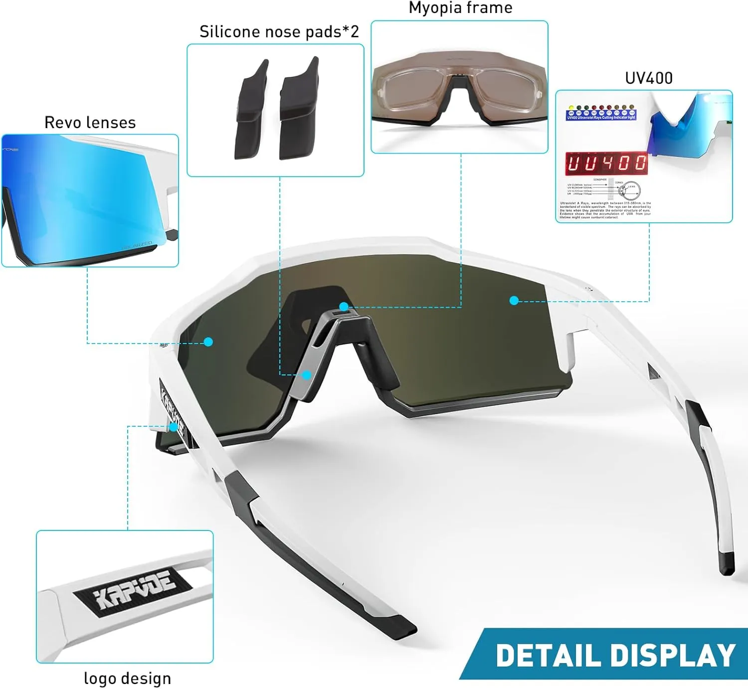 KAPVOE Polarized Glasses With 1 Lens Or 4 Lens UV Protection for Women Men Cycling Sunglasses Tr90 Frame Sports Bike K9022