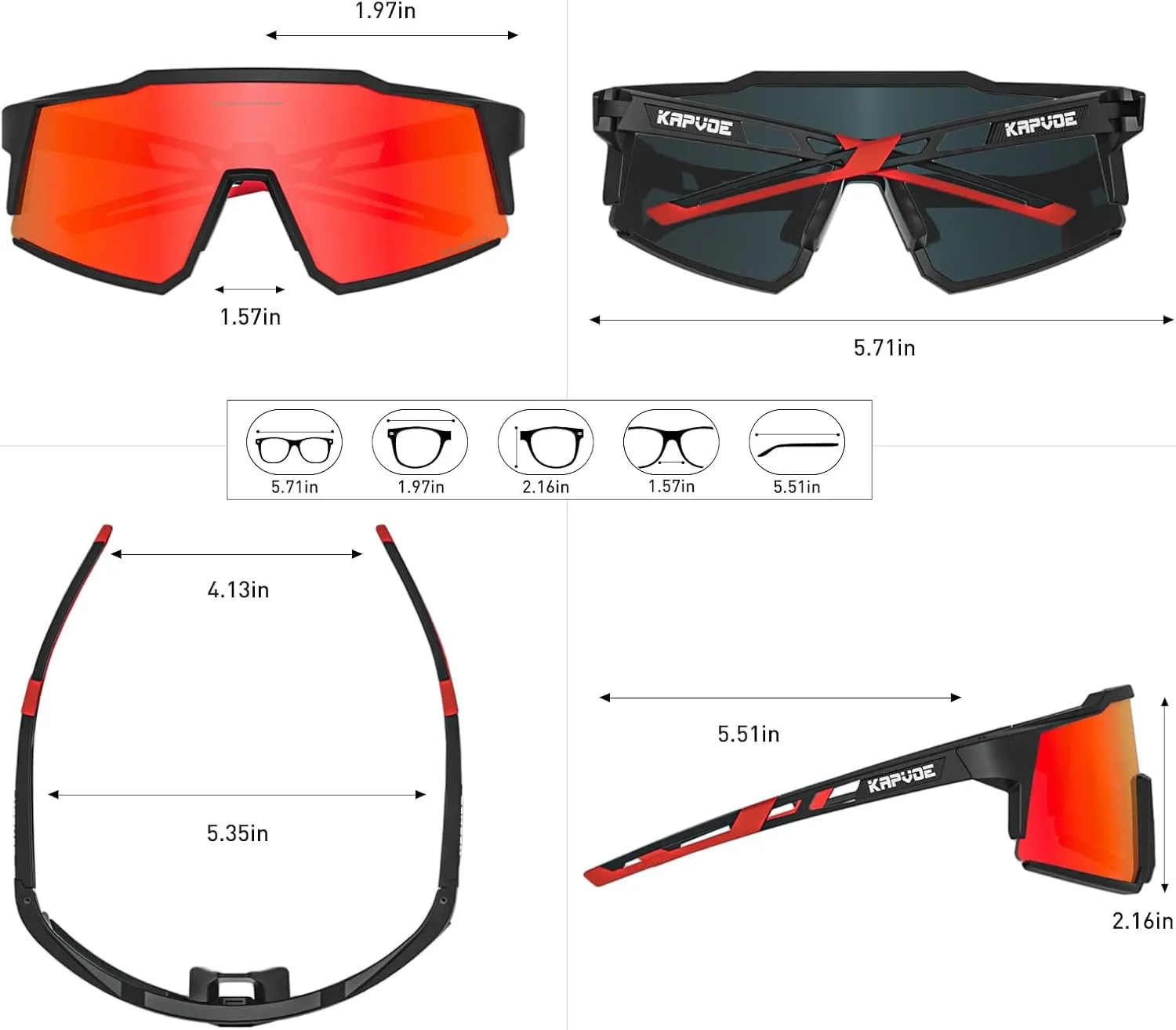 KAPVOE Polarized Glasses With 1 Lens Or 4 Lens UV Protection for Women Men Cycling Sunglasses Tr90 Frame Sports Bike K9022