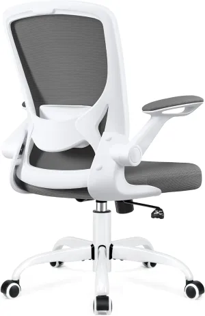 KERDOM Ergonomic Office Chair, Breathable Mesh Desk Chair, Lumbar Support Computer Chair with Wheels and Flip-up Arms, Swivel Task Chair, Adjustable Height Home Gaming Chair (DeepGray), 9060