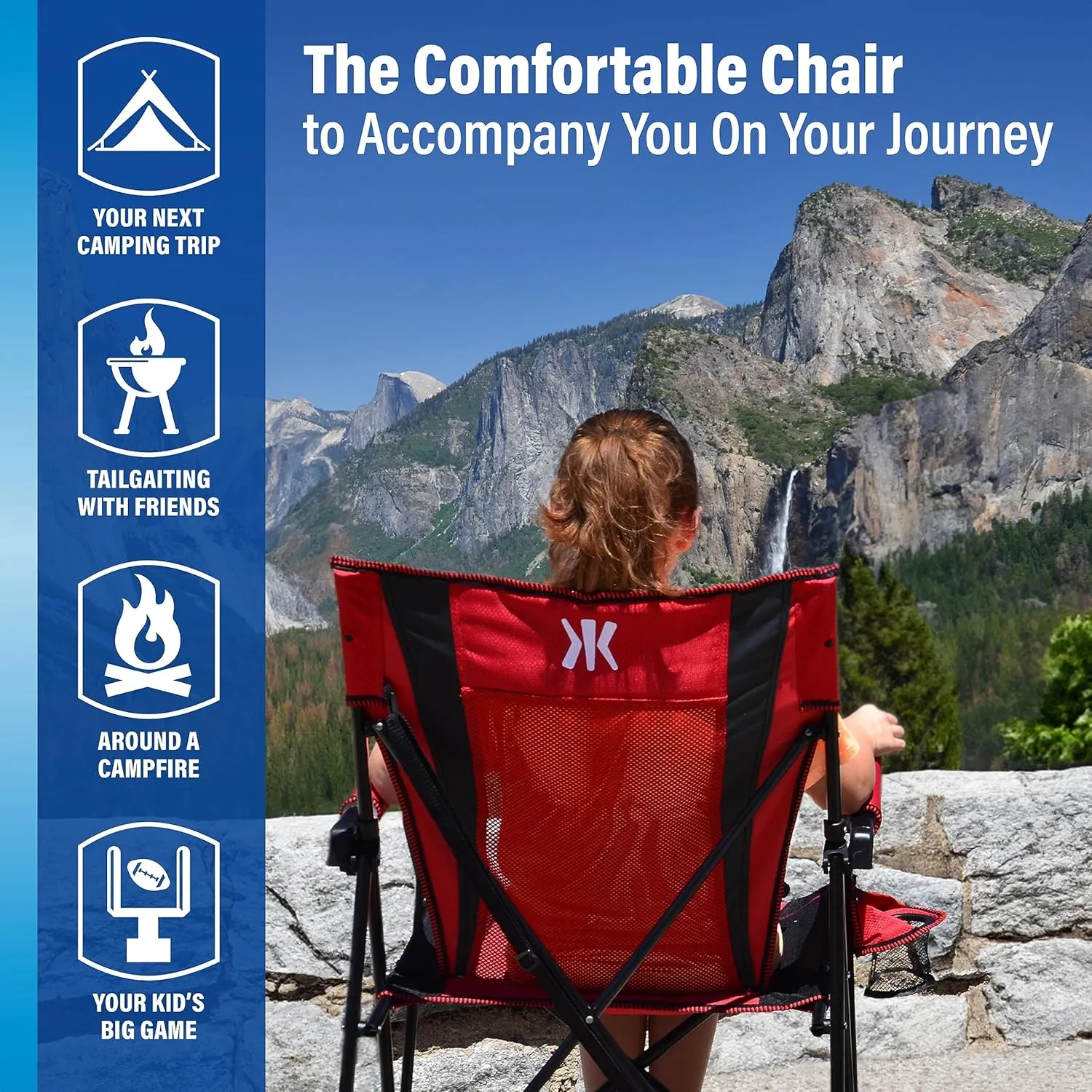 Kijaro Foldable Camping Chair, Vik Black, Polyester, Mesh, Steel, Portable, Durable, Unisex