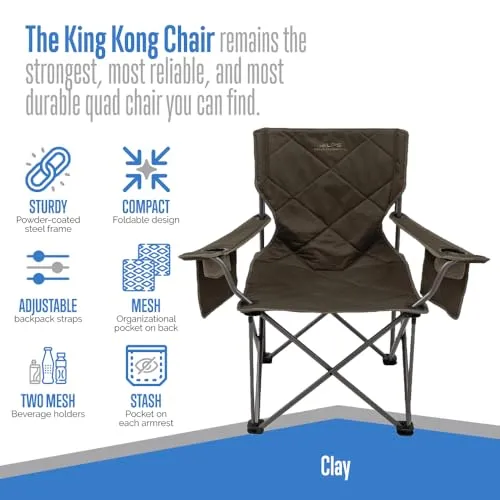 King Kong Camping Chairs for Adults with Mesh Cup Holders and Pockets