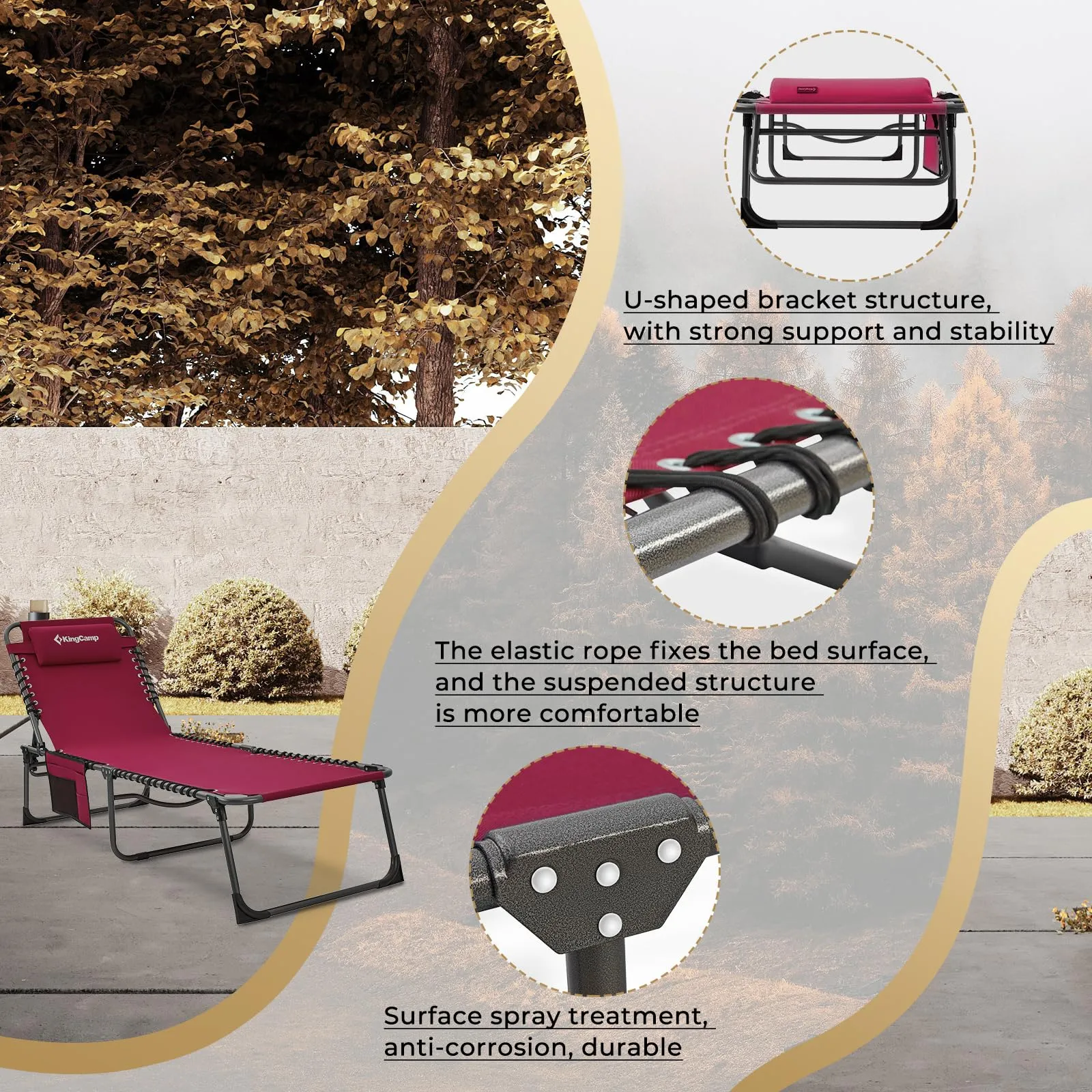 KingCamp BERLIN Outdoor Chaise Lounge Chair