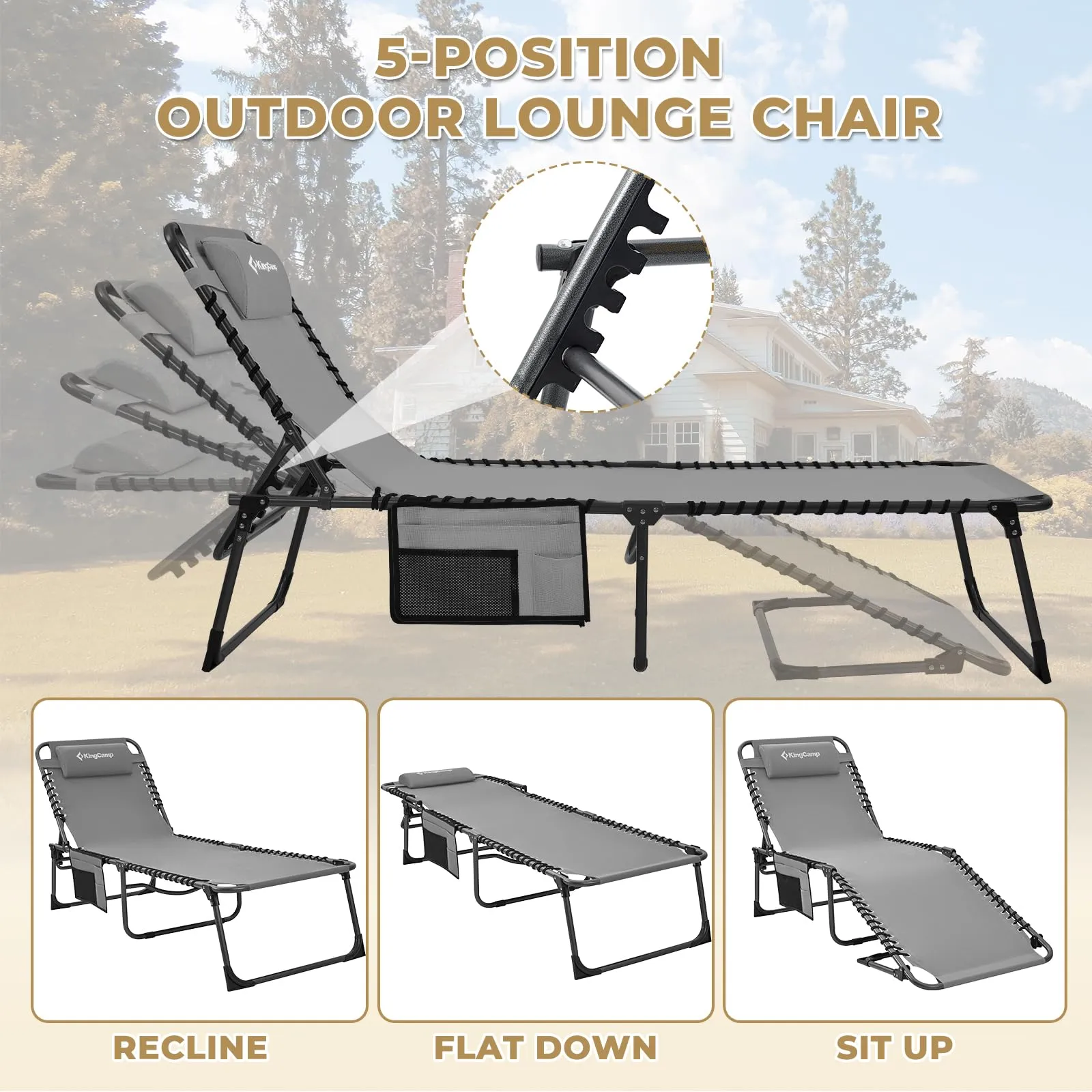 KingCamp BERLIN Outdoor Chaise Lounge Chair