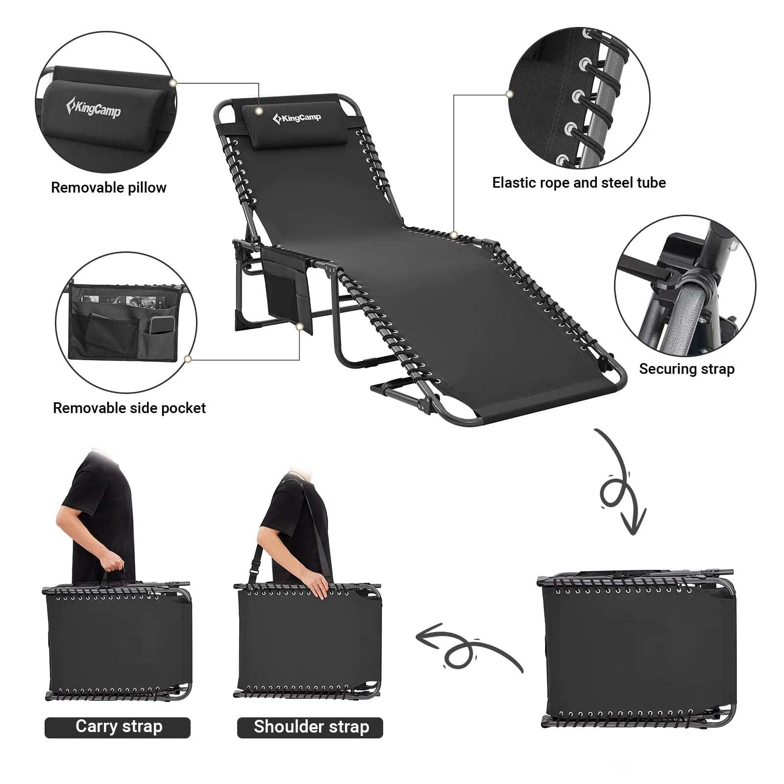 KingCamp BERLIN Outdoor Chaise Lounge Chair