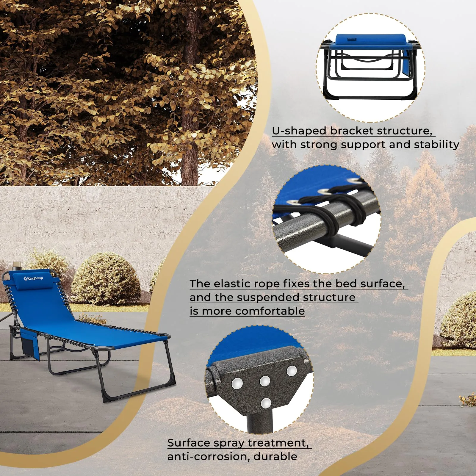 KingCamp BERLIN Outdoor Chaise Lounge Chair