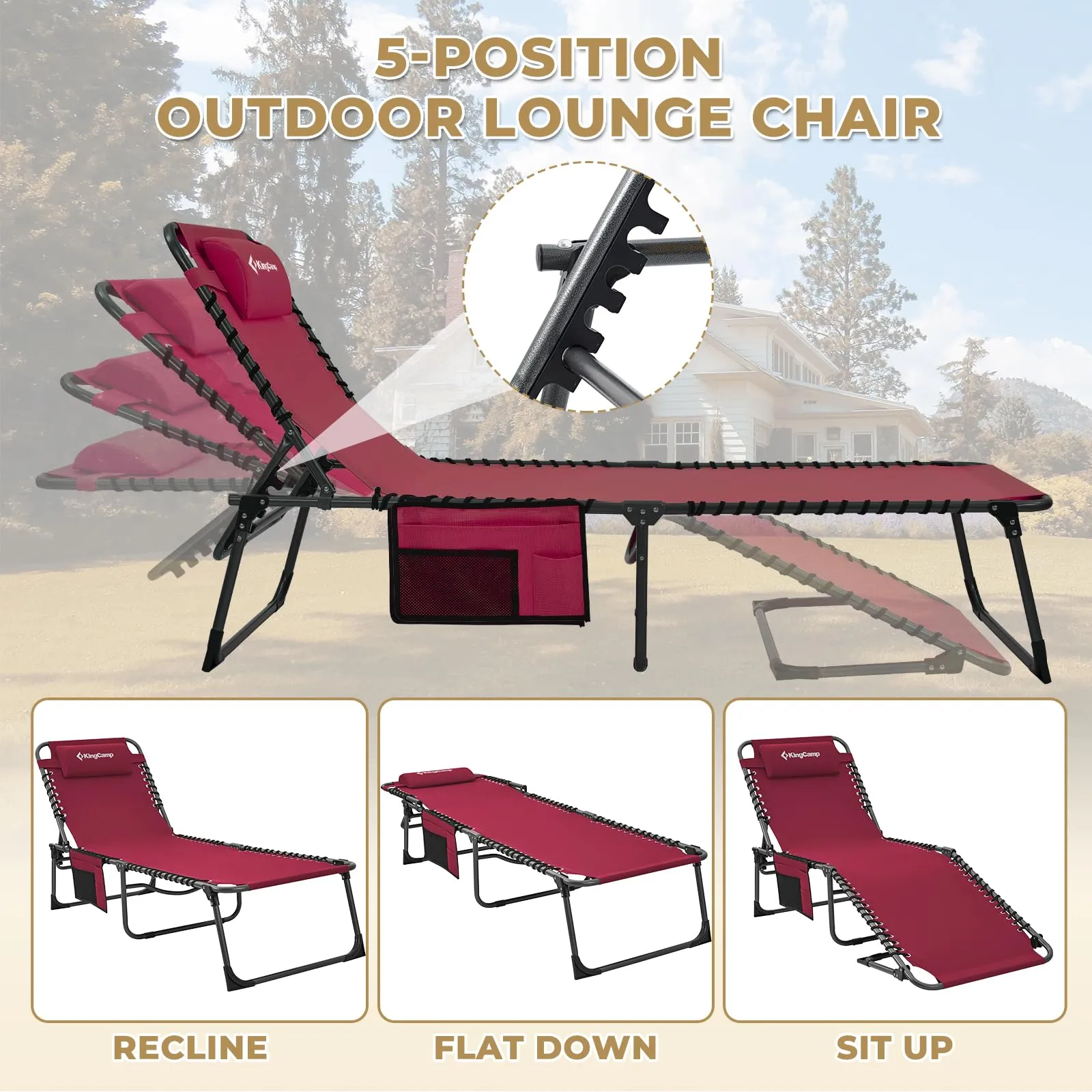 KingCamp BERLIN Outdoor Chaise Lounge Chair