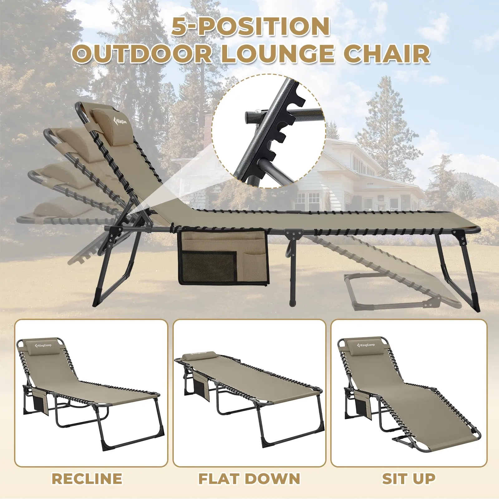 KingCamp BERLIN Outdoor Chaise Lounge Chair