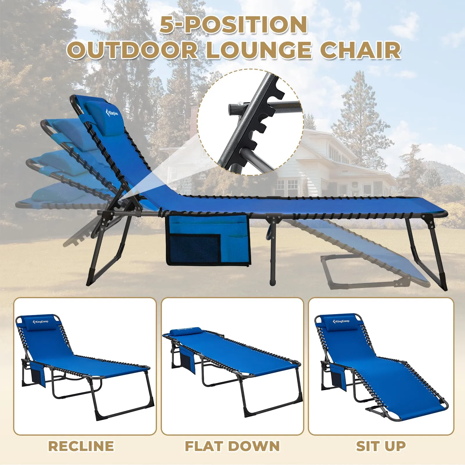 KingCamp BERLIN Outdoor Chaise Lounge Chair