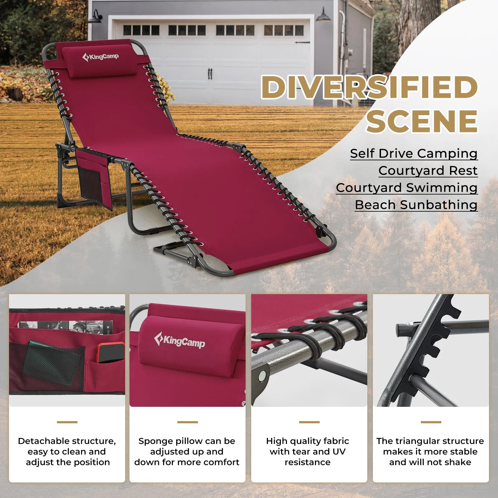 KingCamp BERLIN Outdoor Chaise Lounge Chair