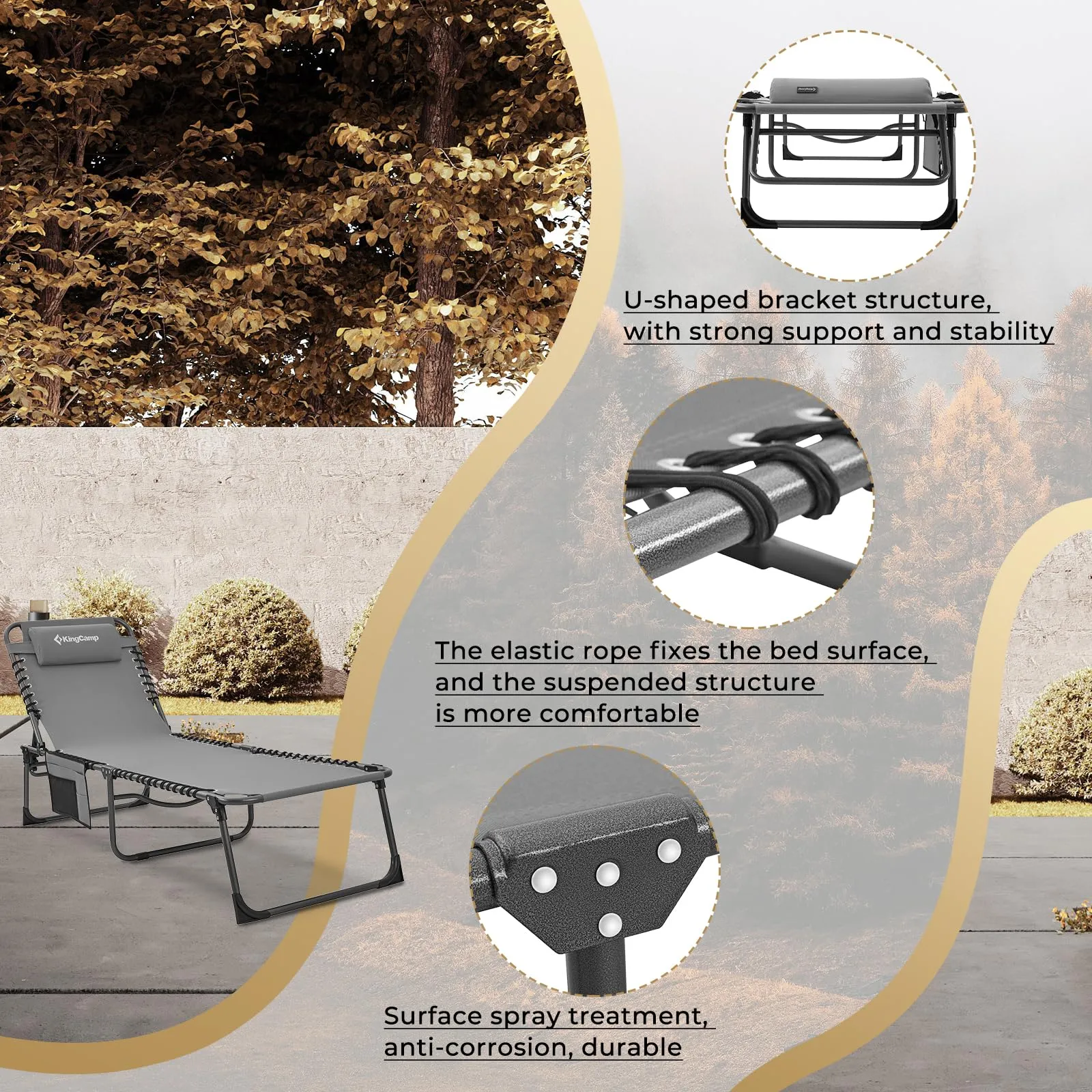 KingCamp BERLIN Outdoor Chaise Lounge Chair