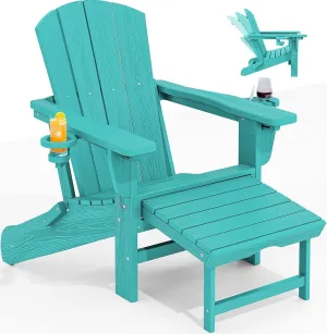 KINGYES Folding Adjustable Adirondack Chair with Ottoman, Aruba
